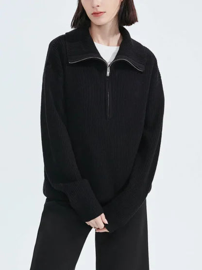 ANN - STYLISH LOOSE SWEATER WITH A LOOSE ZIPPER