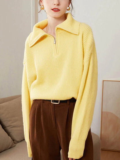 ANN - STYLISH LOOSE SWEATER WITH A LOOSE ZIPPER