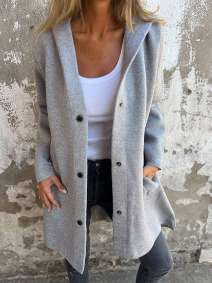 ETHEL - CASUAL SINGLE-BUTTON HOODED JACKET