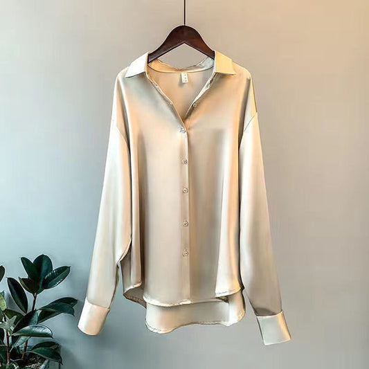 BRIGET - ELEGANT WOMAN'S SATIN SHIRT